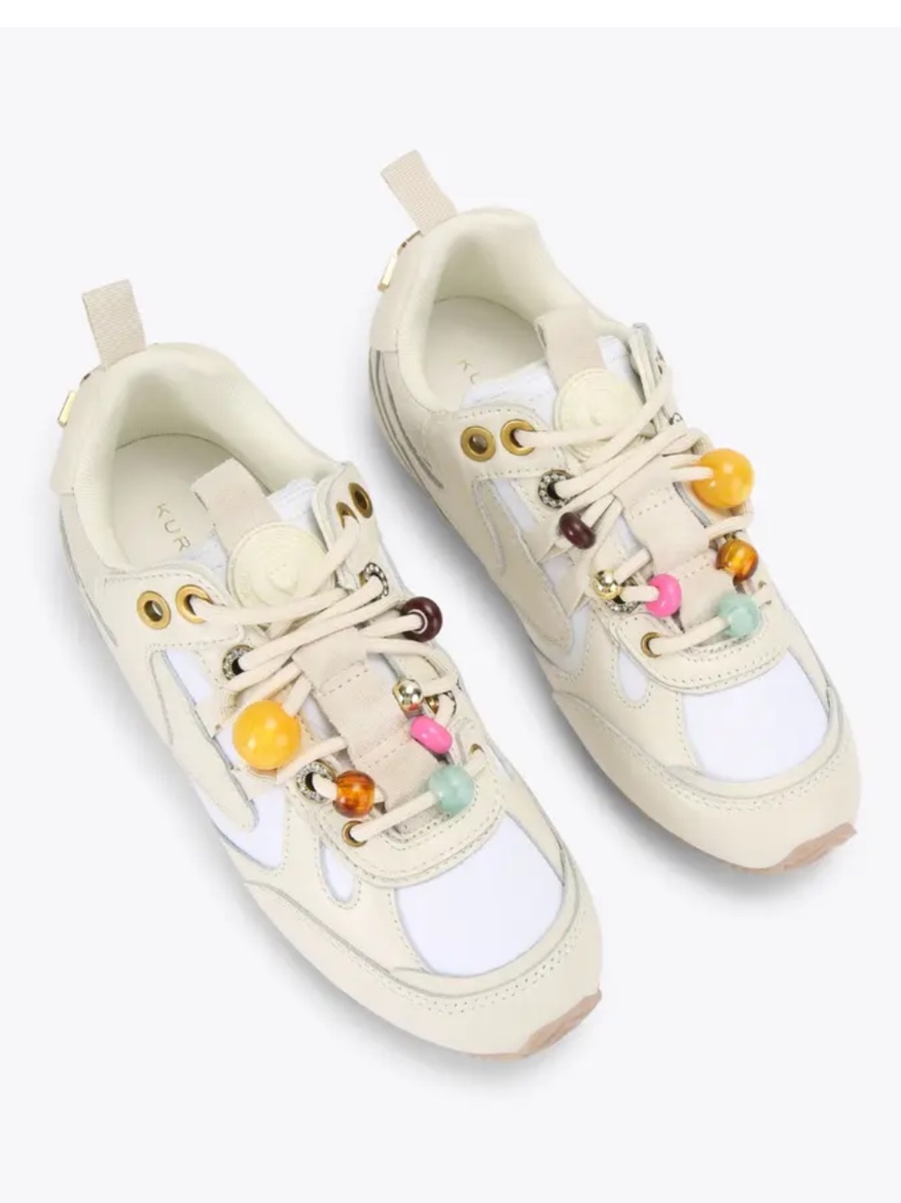 Kurt Geiger Kids Cream Sneakers with Multicolor Bead Accents